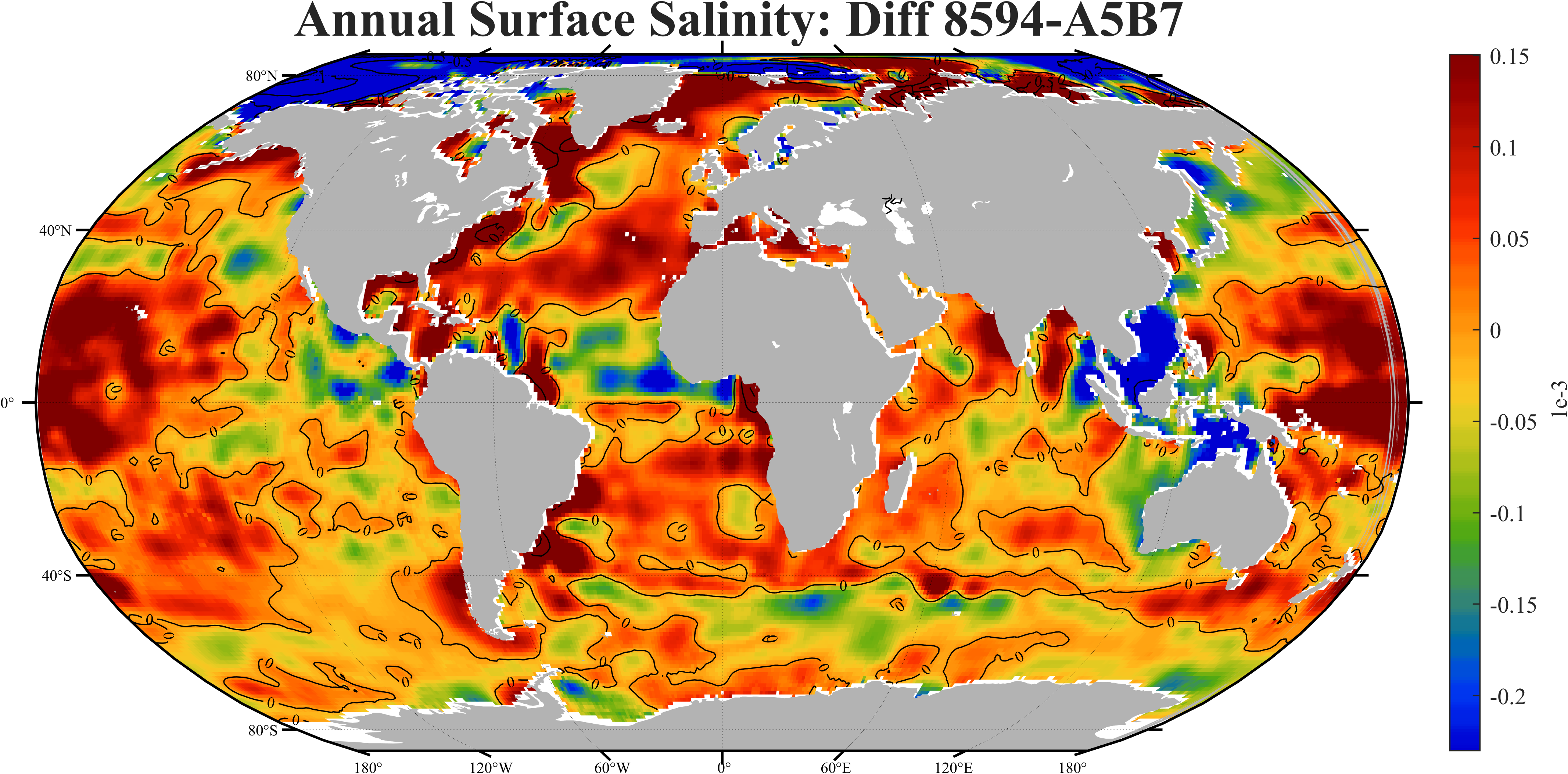 增量：海表面盐度年平均