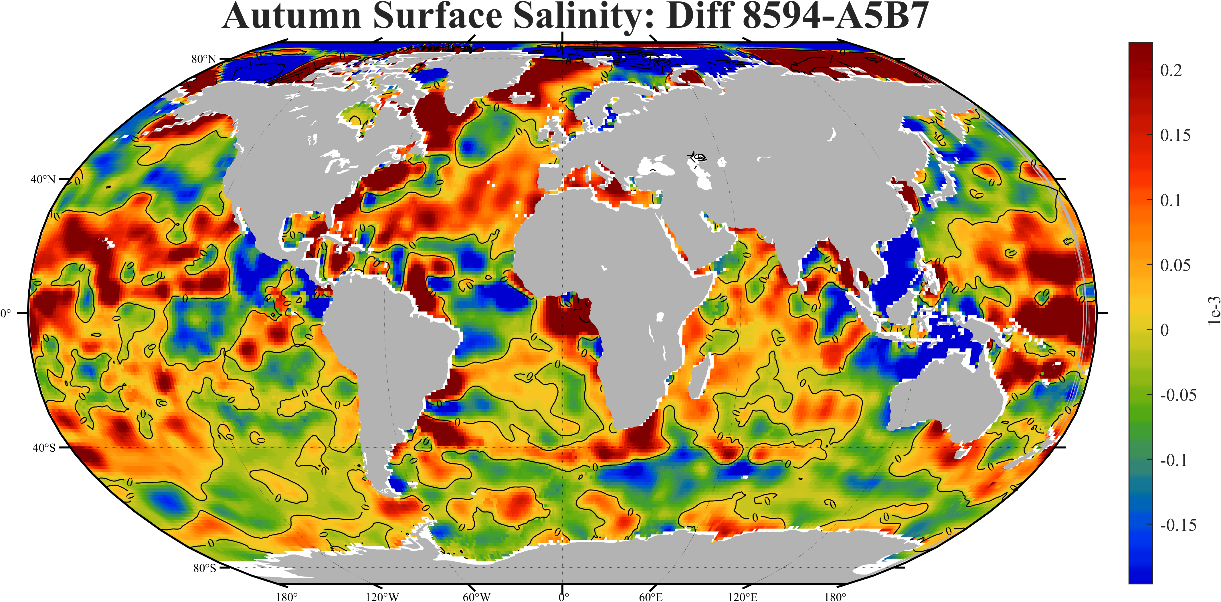 增量：海表面盐度秋季平均