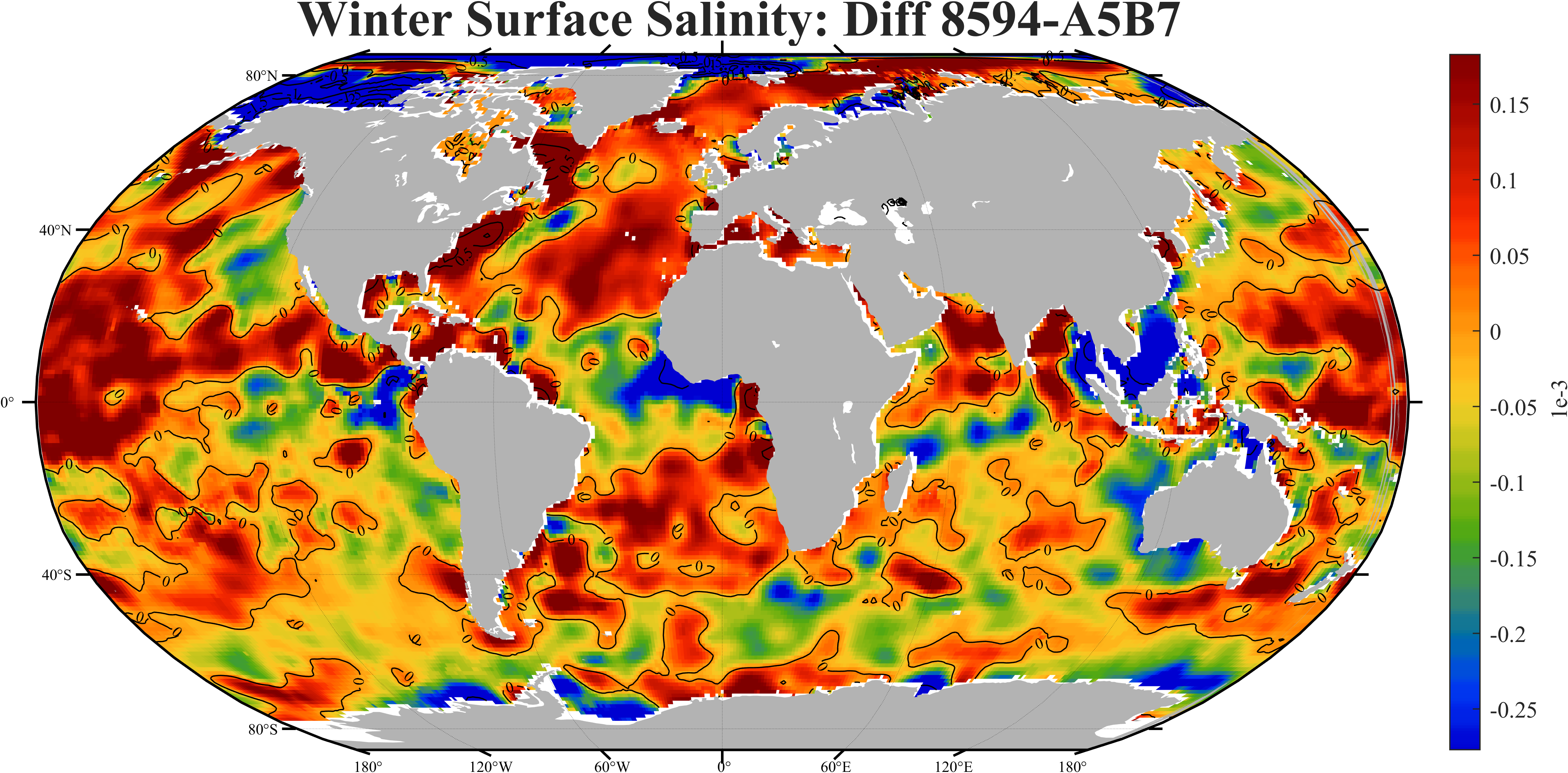 增量：海表面盐度冬季平均